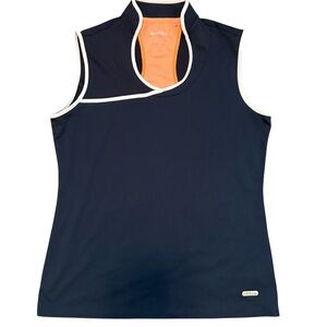 Annika Navy & Coral Sleeveless Muscle Tee